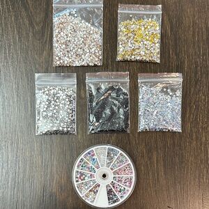Assorted Nail Art Rhinestones and Gems